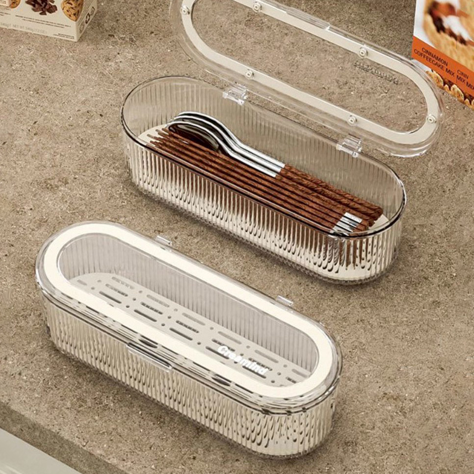 簡約感透明防塵排水餐具架餐具收納架