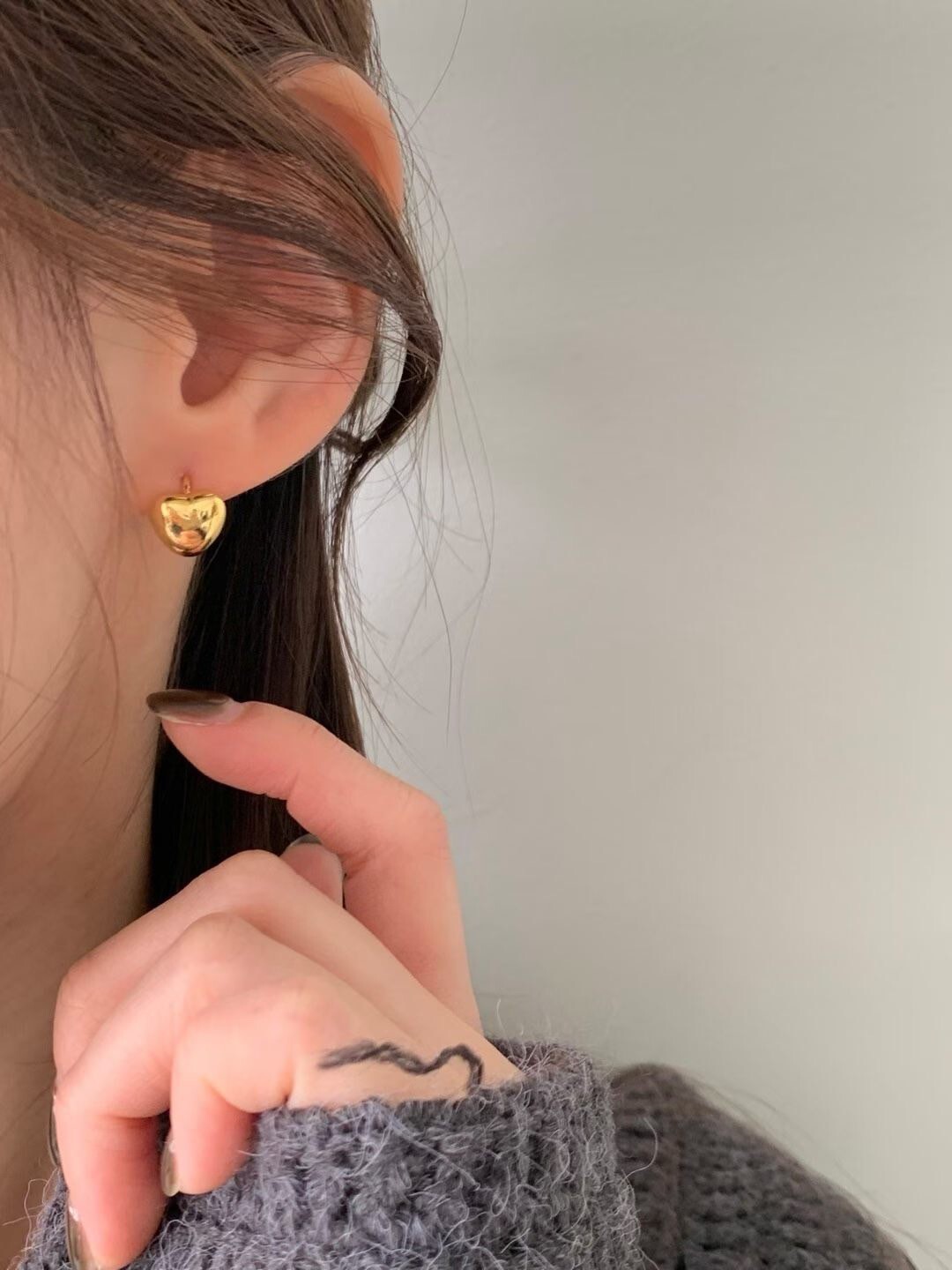 可愛立體胖胖愛心耳環 / 2色