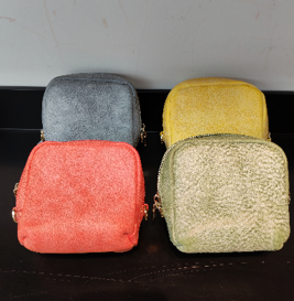 0417g46-GZday4-皮革-加厚款霧蠟皮首飾包頭層牛皮拉鍊收納包真皮貝殼手鐲袋軟皮女包(A46)