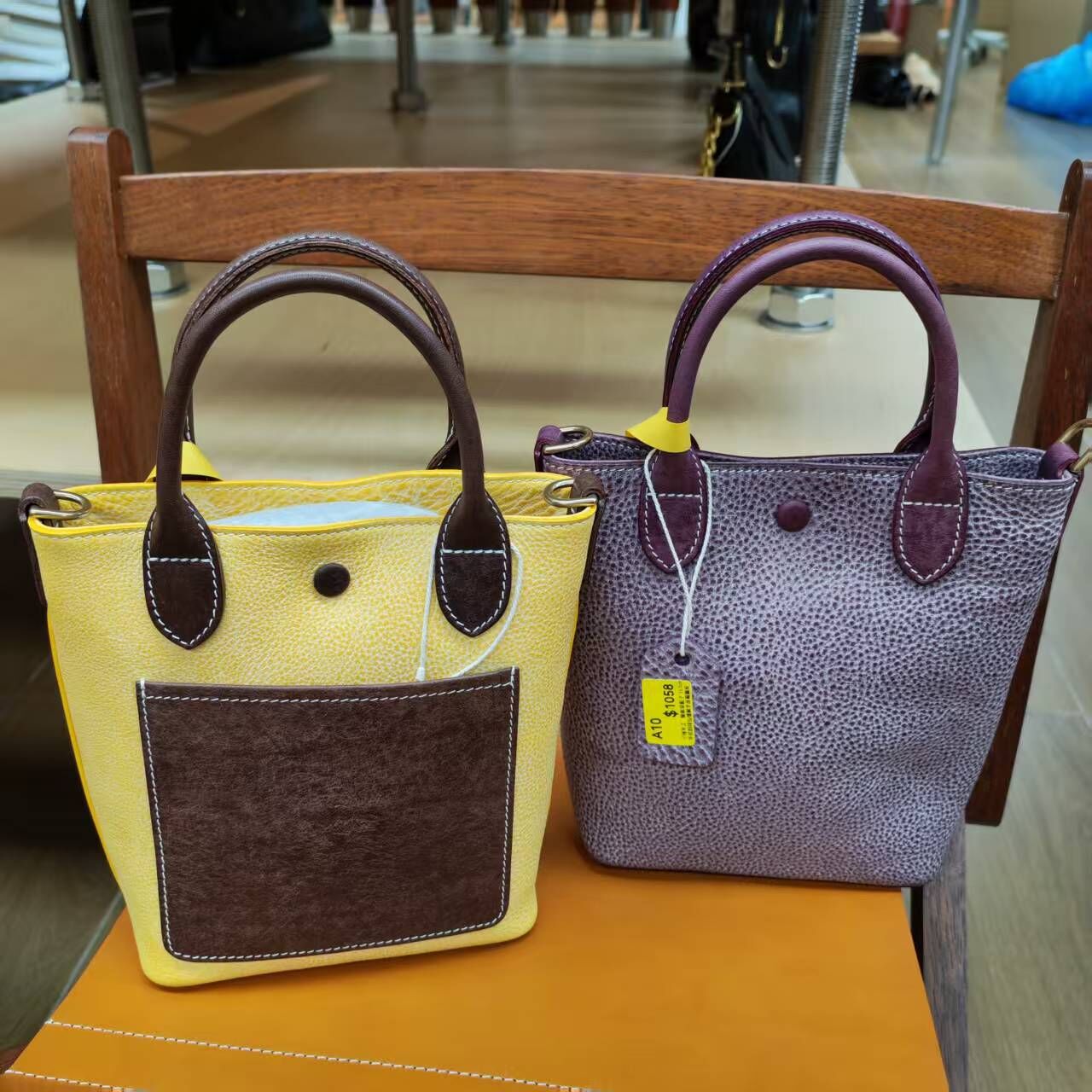 0417g10-GZday4-皮革-子種手工 豎版菜籃子 15.5cm手拎斜挎包植鞣牛皮霧臘皮(A10)