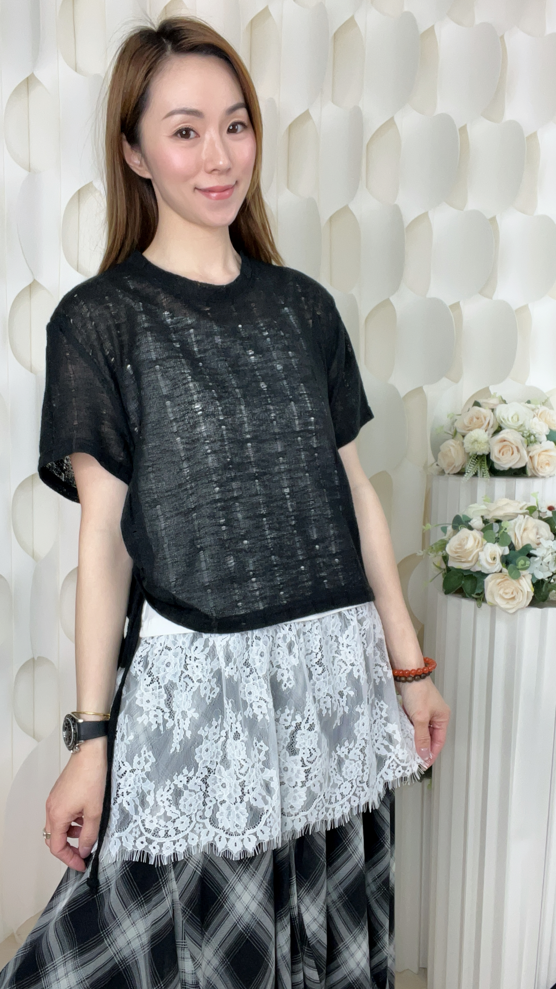 2件套線仔拼棉質LACE背心(吊帶:胸:28-38 腰:32-42 長28 吋 /TOP:胸:44 腰:44 長:19  吋 )56457#1704clo