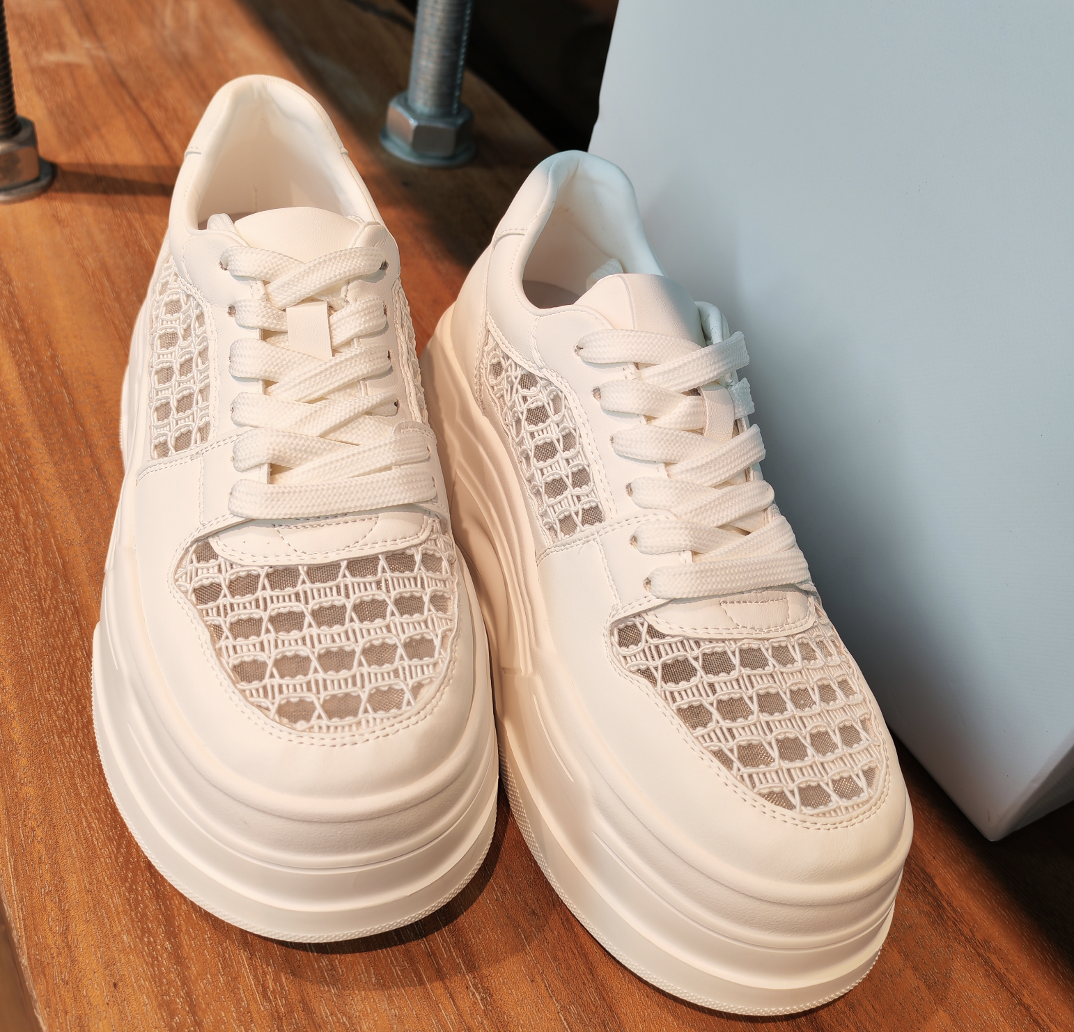 0417g89-GZday4-皮革-鞋子-高底灰格仔型格白鞋(A89)