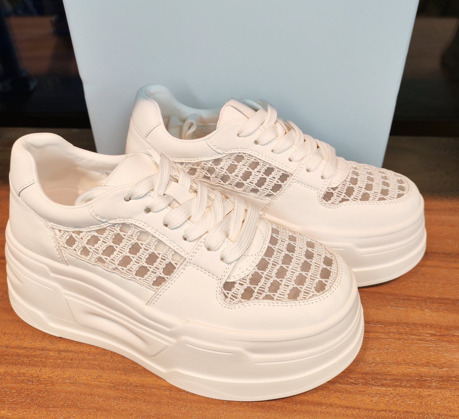 0417g89-GZday4-皮革-鞋子-高底灰格仔型格白鞋(A89)