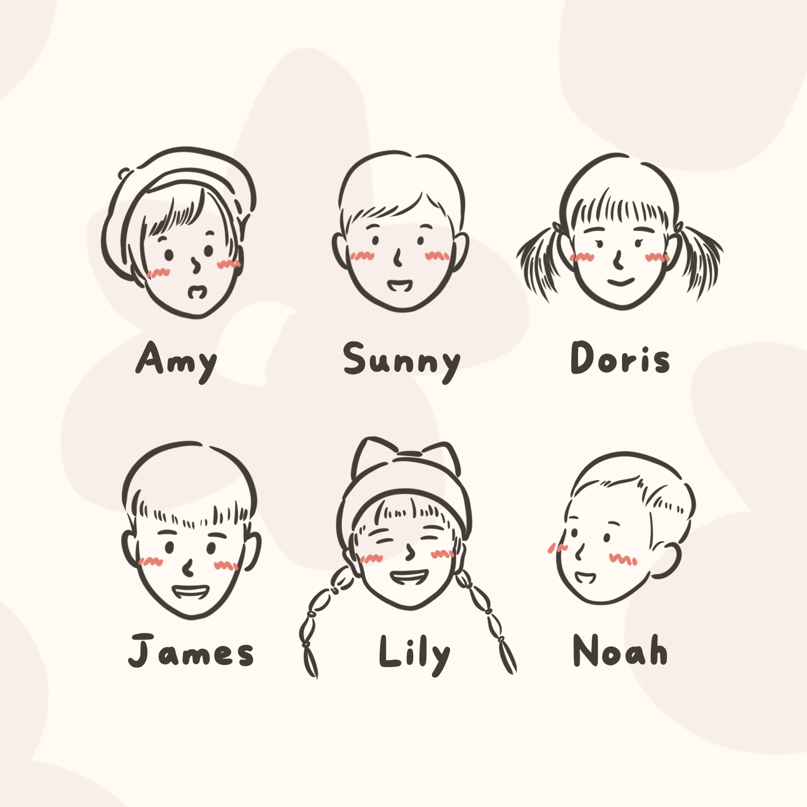 客製化手繪大頭線圖姓名布氣球吊飾(2入) | 幼稚園姓名吊牌