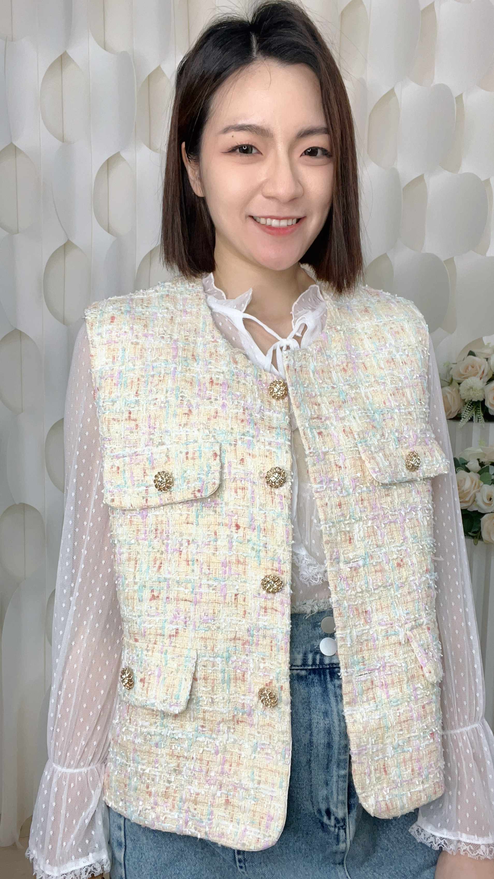 重工小香料磚石金扣馬甲(胸:38 腰:38 長21吋)56290 #1704clo