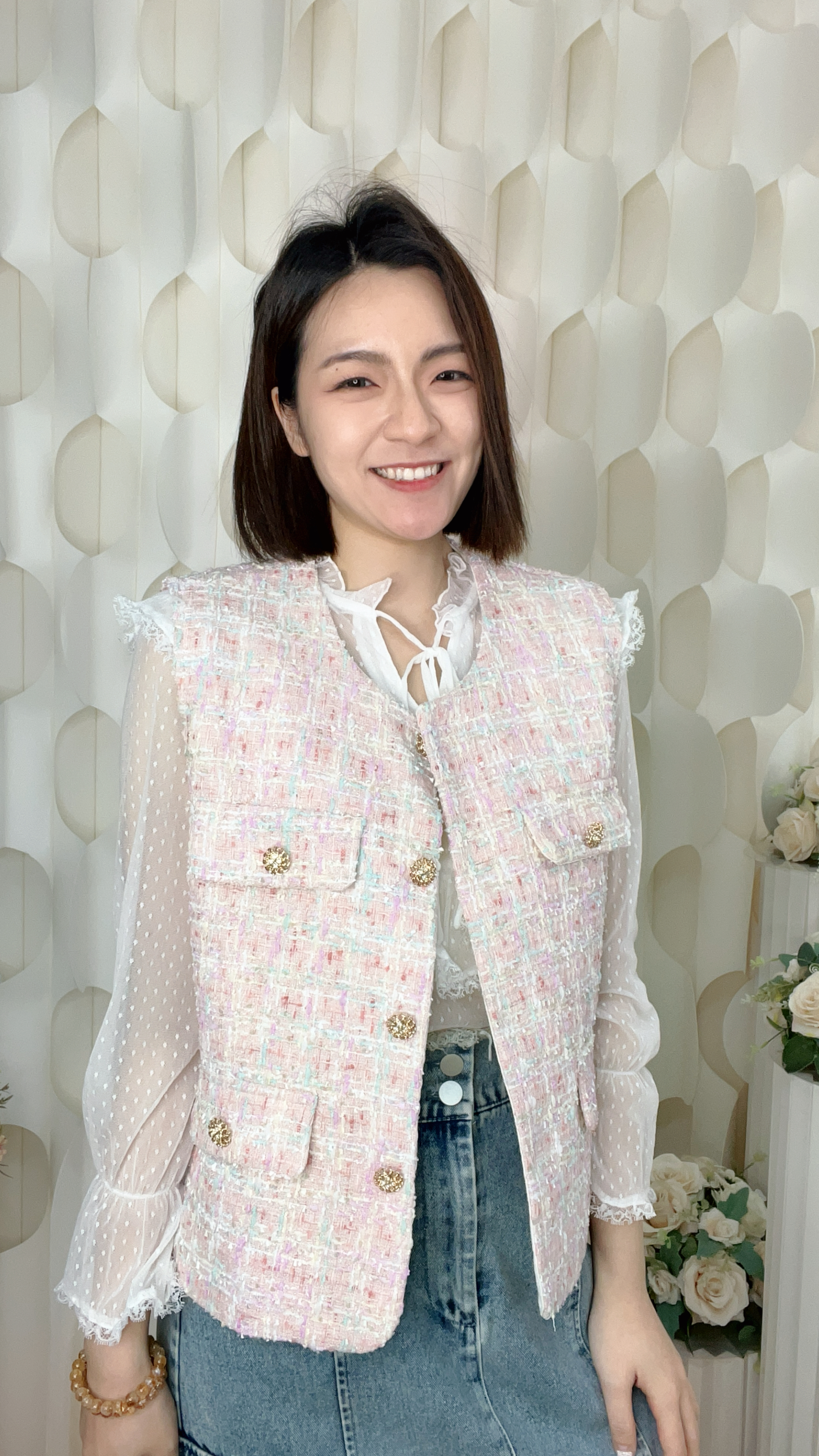 重工小香料磚石金扣馬甲(胸:38 腰:38 長21吋)56290 #1704clo