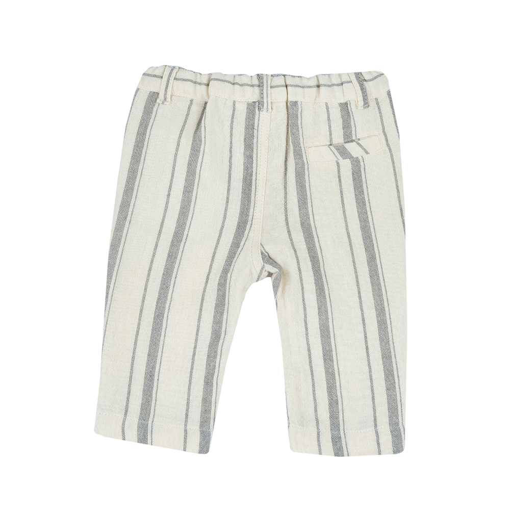 沙漠之旅-米+灰寬直條長褲