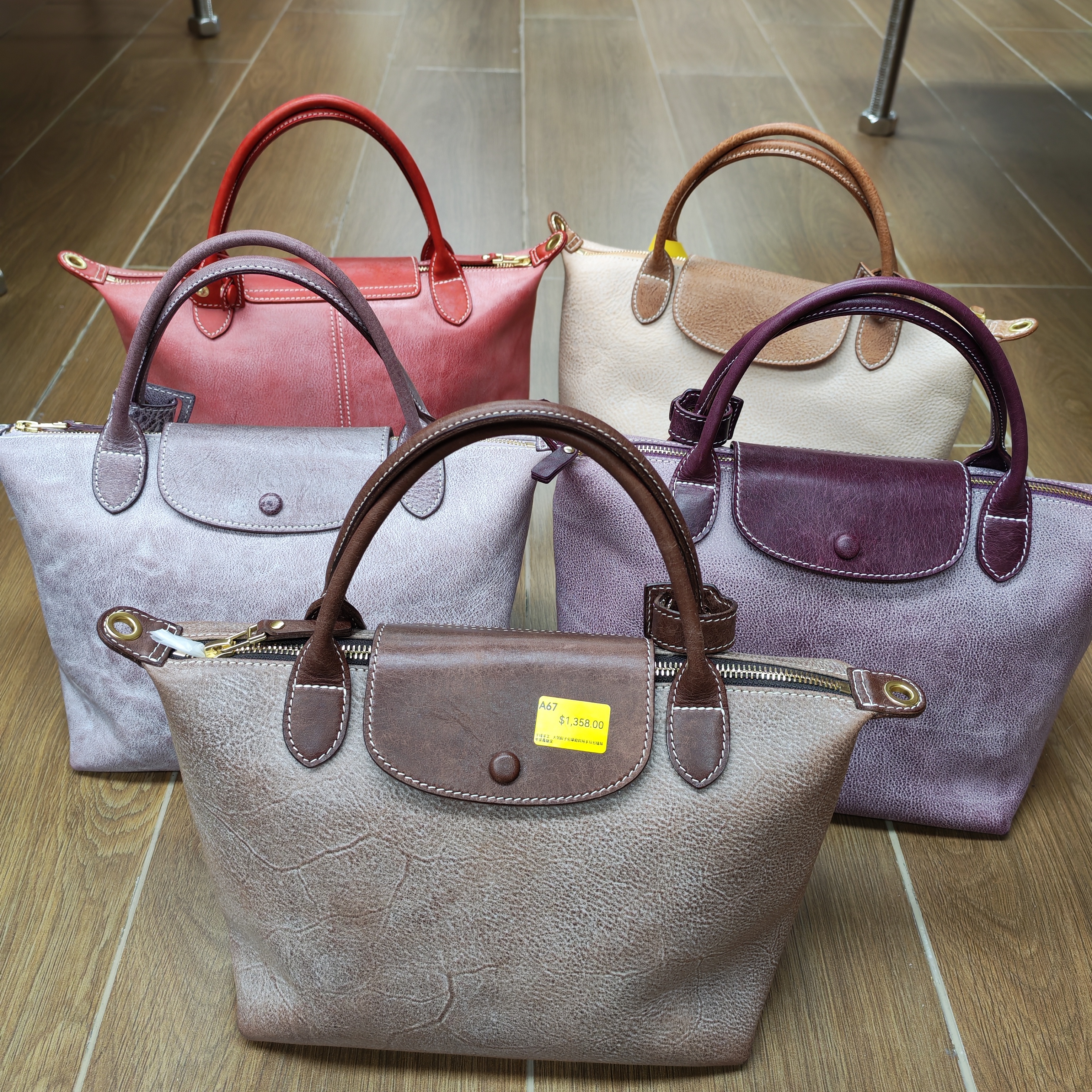 0417g67-GZday17-皮革-子種手工 大號餃子包單肩斜挎手拎包植鞣牛皮霧蠟皮(A67)