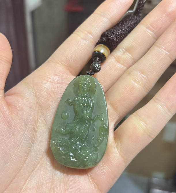 AB260417-D25-青海青橢圓站觀音繩鏈(預計6月中到貨)(只限尖沙咀門市自取不包郵)（包證書）