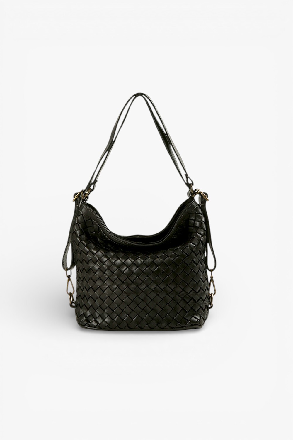 Torino 鞣革編織兩用包 黑色