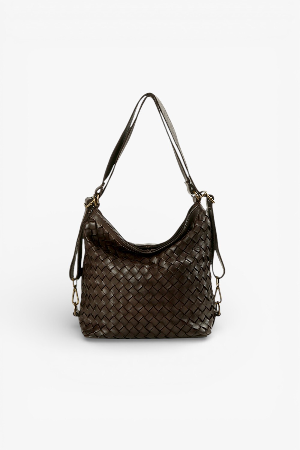 Torino 鞣革編織兩用包 深咖