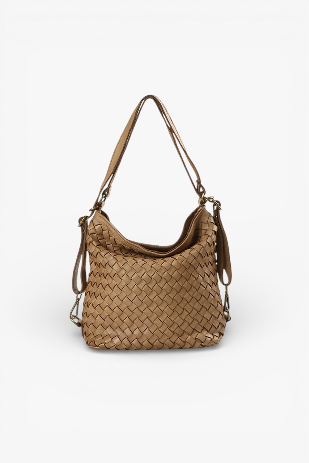 Torino 鞣革編織兩用包 卡其