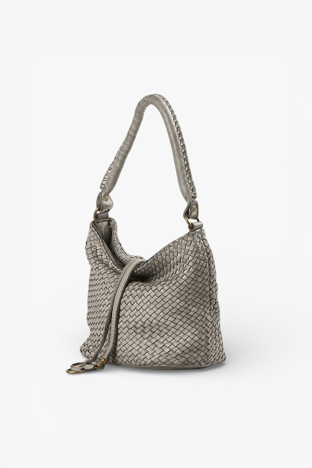 Coda M 鞣革編織小水桶包 灰色