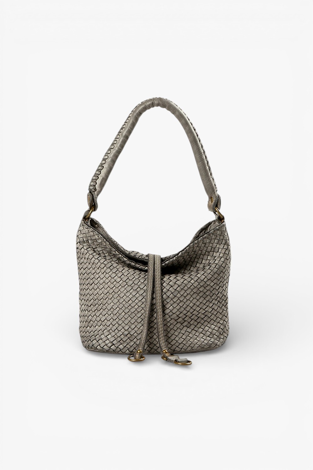 Coda M 鞣革編織小水桶包 灰色