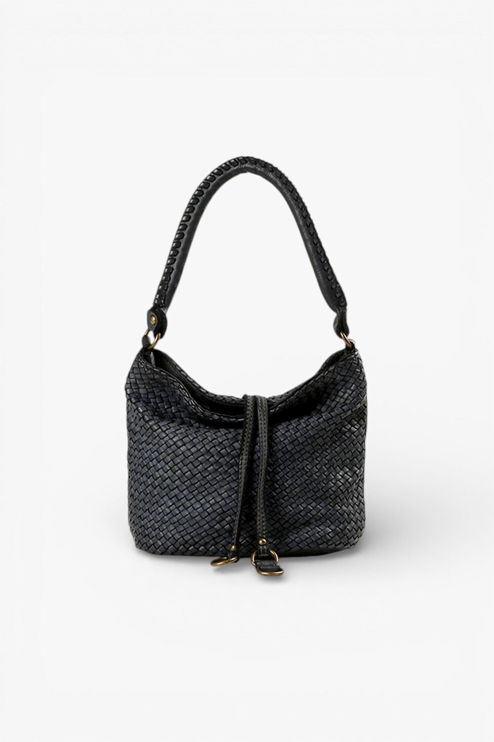 Coda M 鞣革編織小水桶包深藍