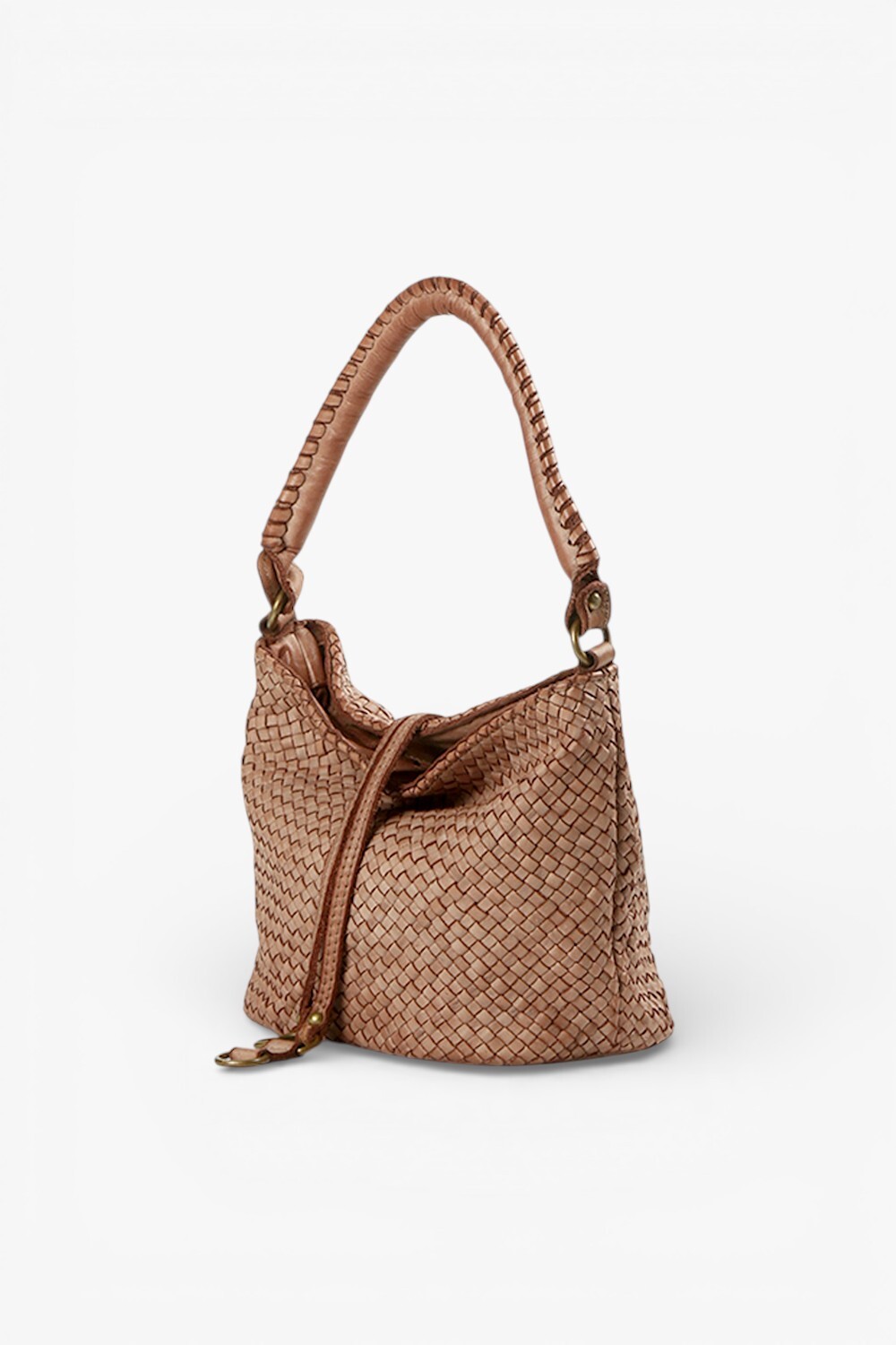 Coda M 鞣革編織小水桶包 粉紅