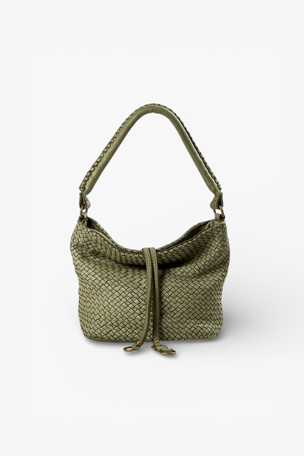 Coda M 鞣革編織小水桶包淺綠