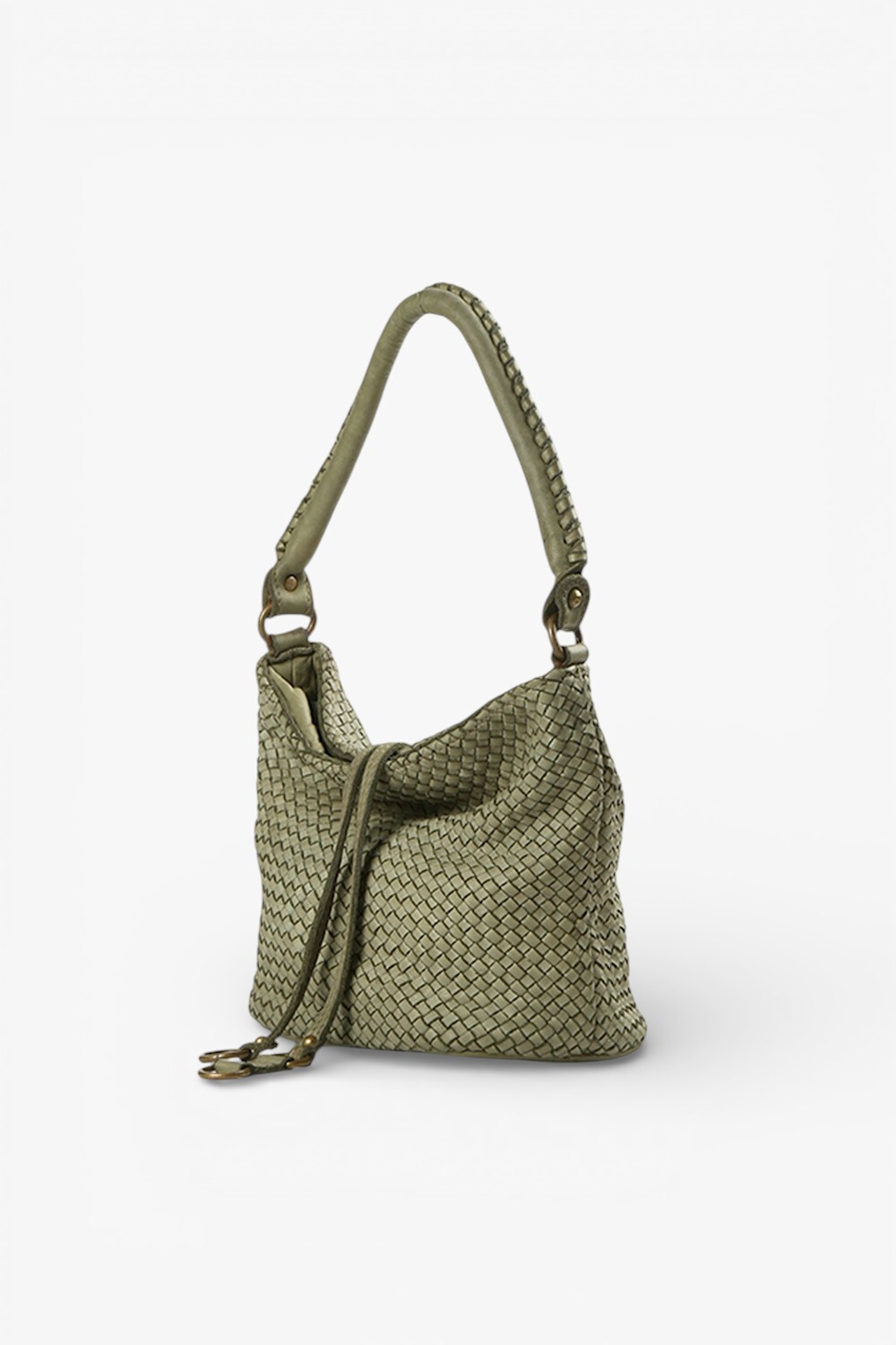 Coda M 鞣革編織小水桶包淺綠