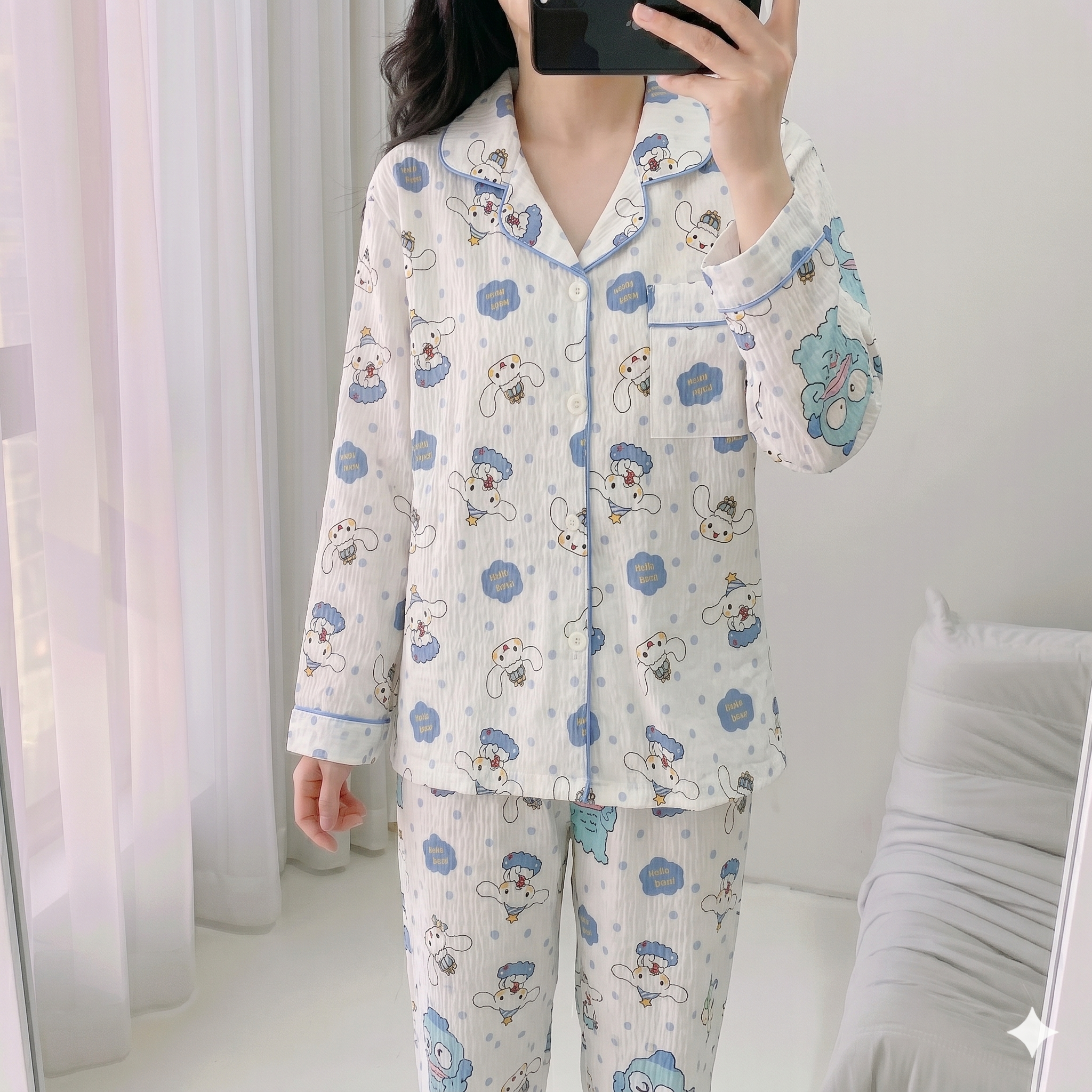 【玉桂狗】點點滿版長袖睡衣套裝（親子款）