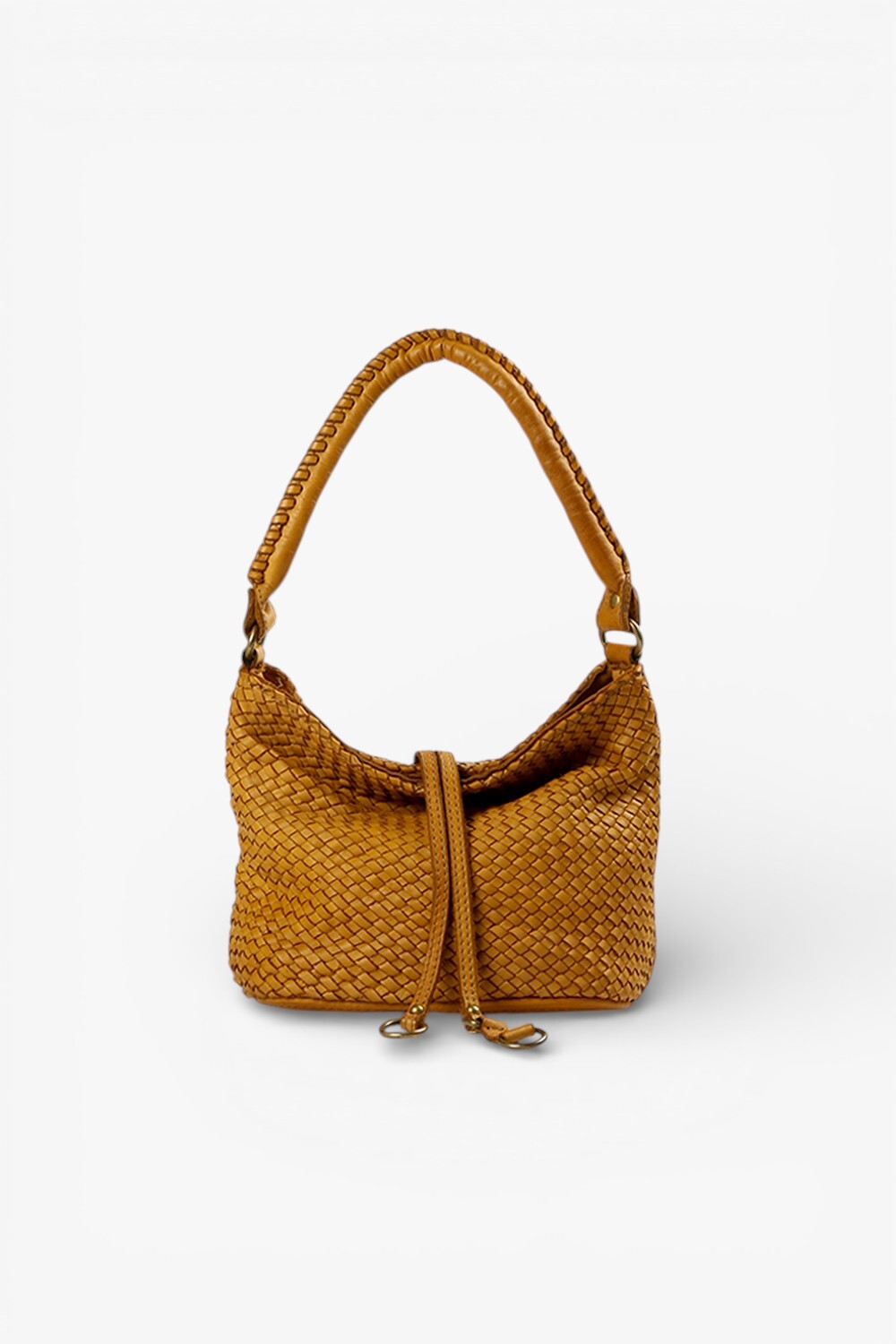 Coda M 鞣革編織小水桶包深黃