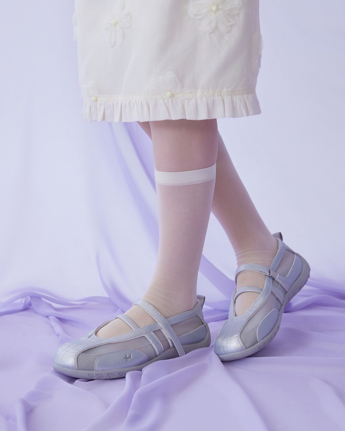 OTZ 羅馬利 透膚網眼雙帶瑪麗珍鞋 銀色 FLOTGA2W75