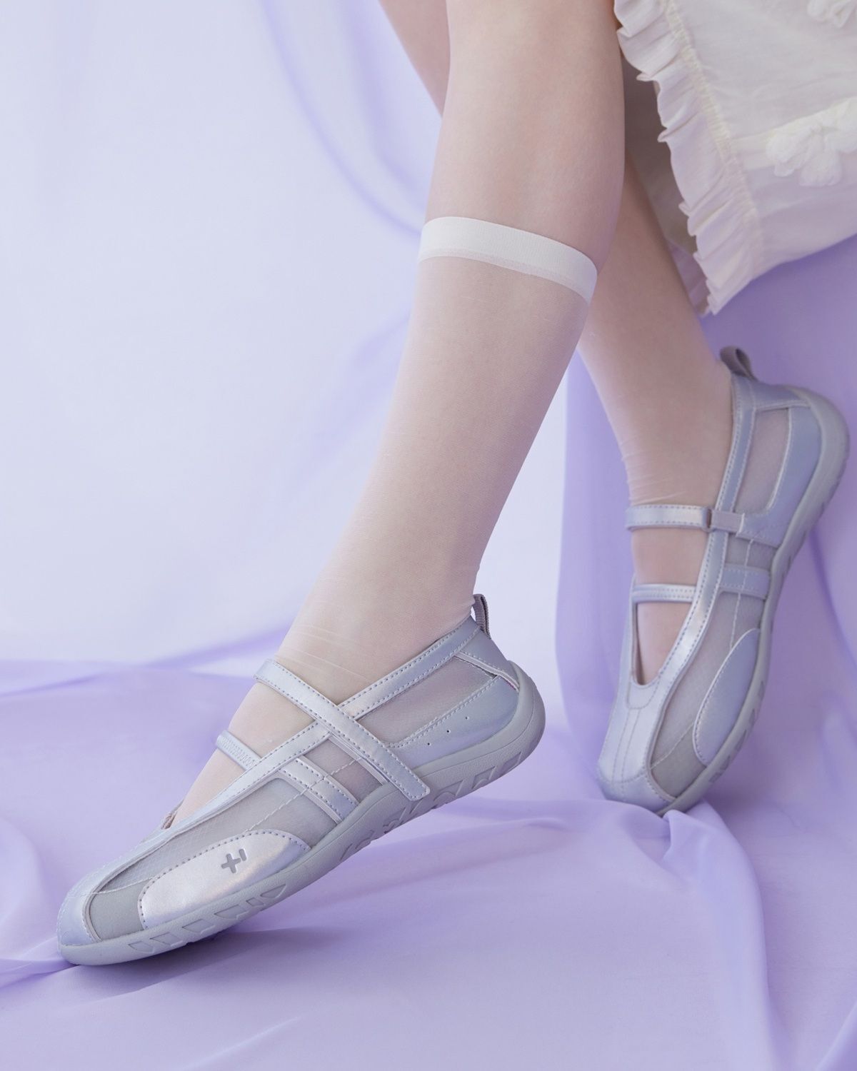 OTZ 羅馬利 透膚網眼雙帶瑪麗珍鞋 銀色 FLOTGA2W75