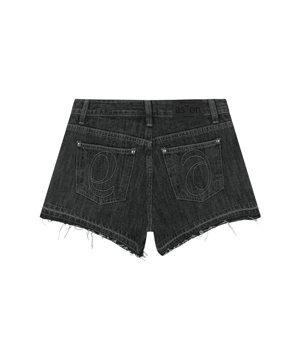 ASON 翻折牛仔短褲 黑色 AS_P0000DAC