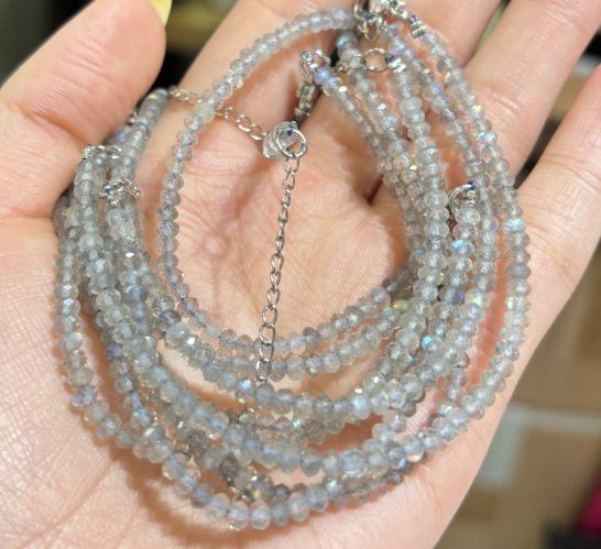 260417 - A8 灰月光鑽切小米珠手鏈