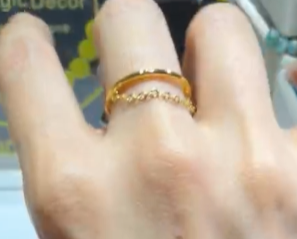 260417 - A13 真金電鍍簡約鏈條雙層開口戒指（一物一證書）