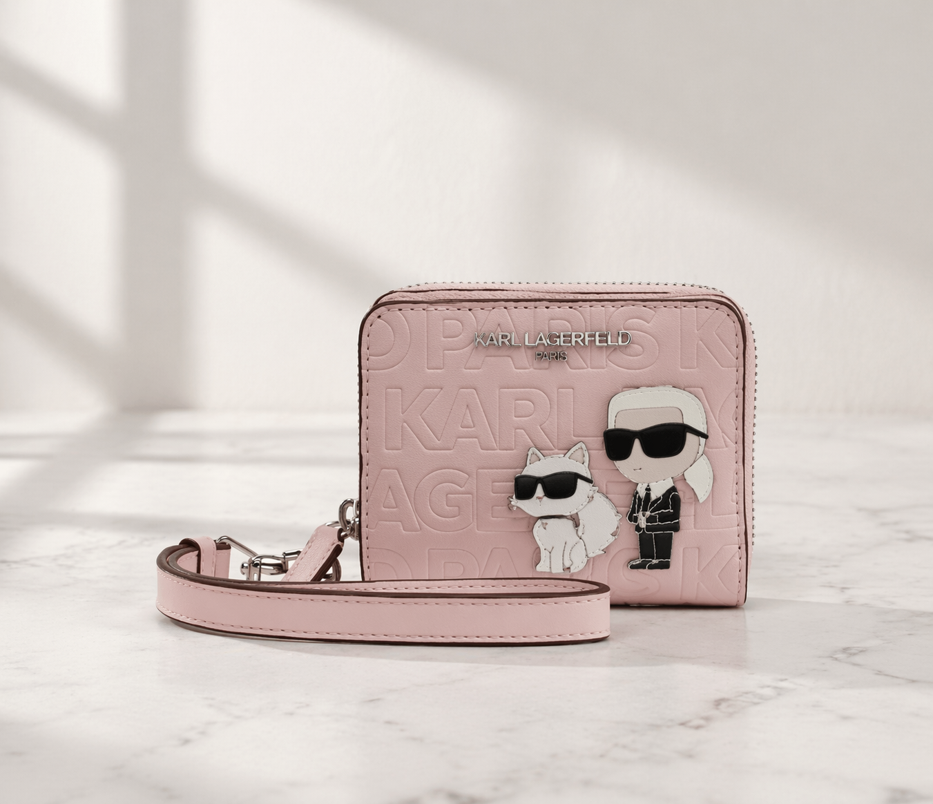 OBS436 KARL LAGERFELD 短銀包連手挽帶