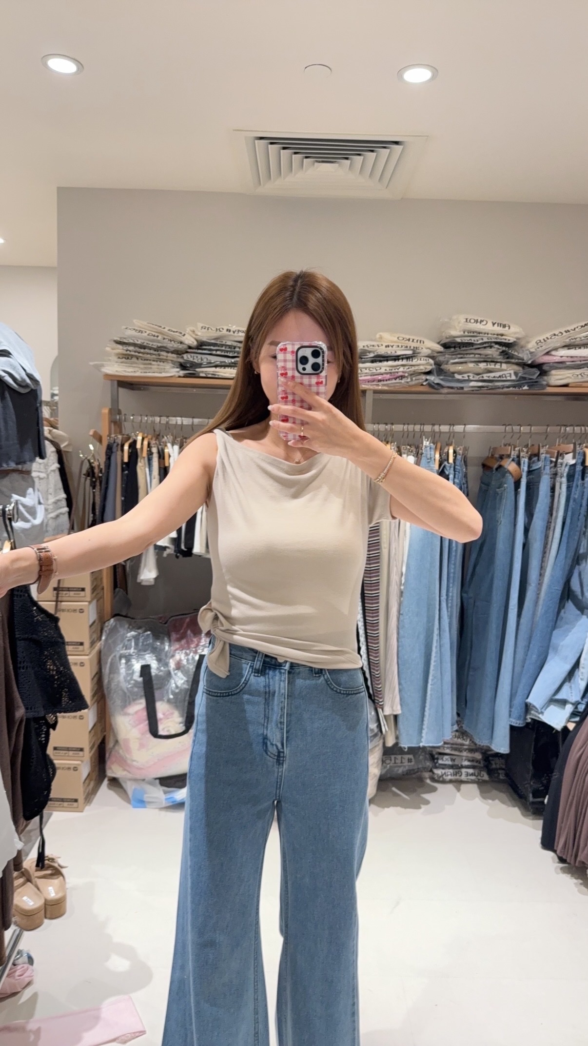單邊扭袖Top