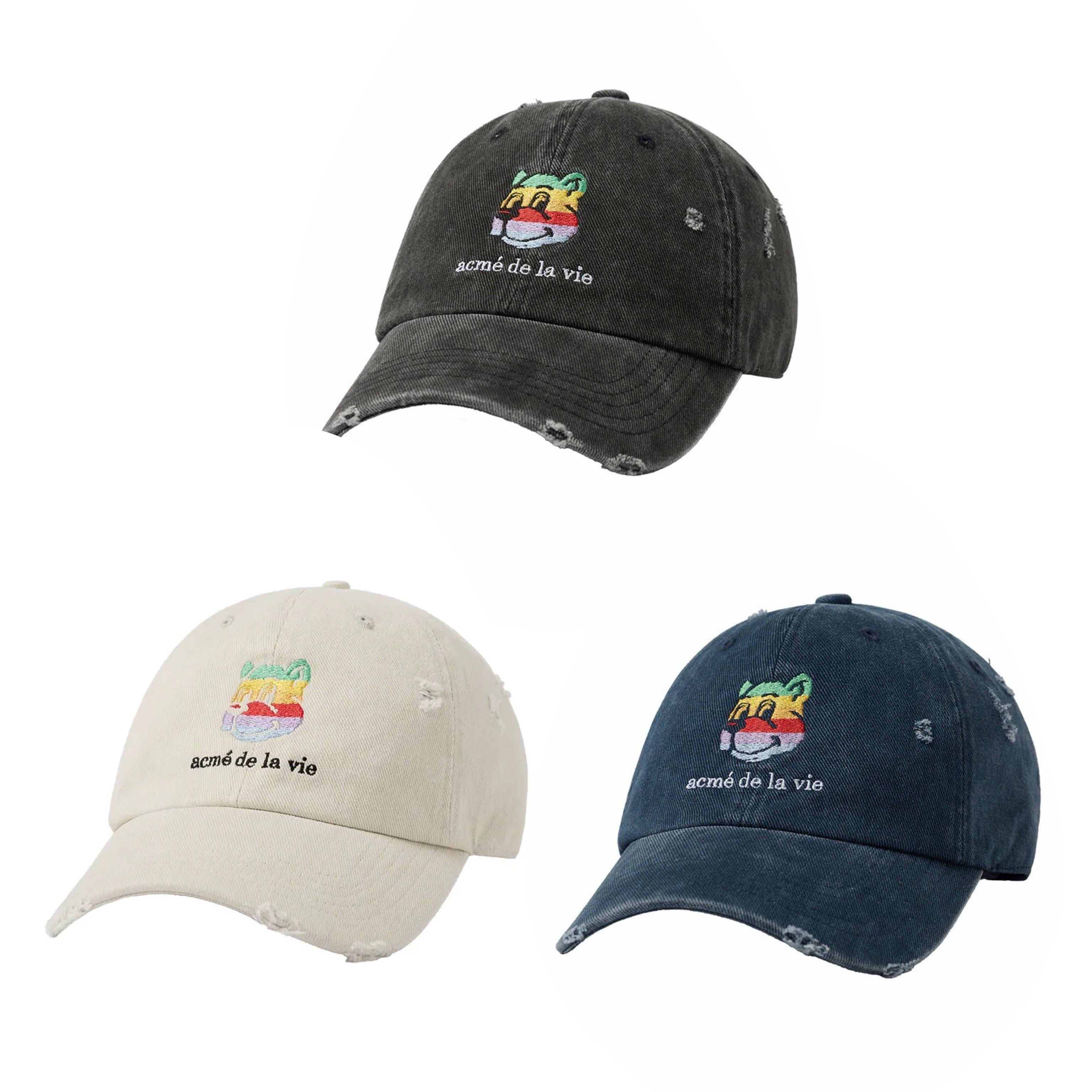 【34】ADLV COLORFUL AC BEAR EMBO DAMAGE BALL CAP (3色選擇)