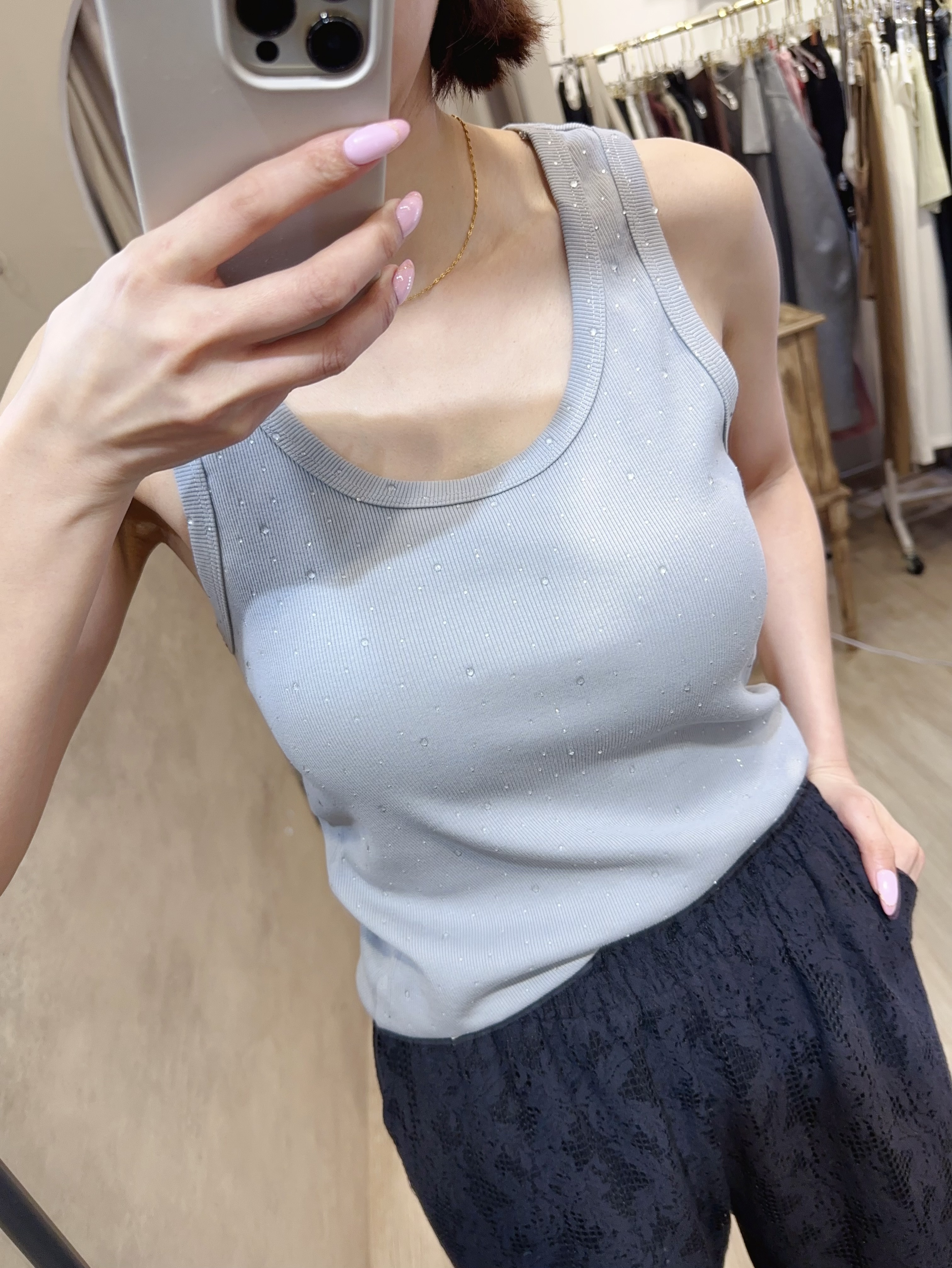 透明小鑽時髦休閒背心