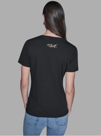 OBS440 Karl lagerfiled 黑色金裝老佛爺短袖圓領TEE