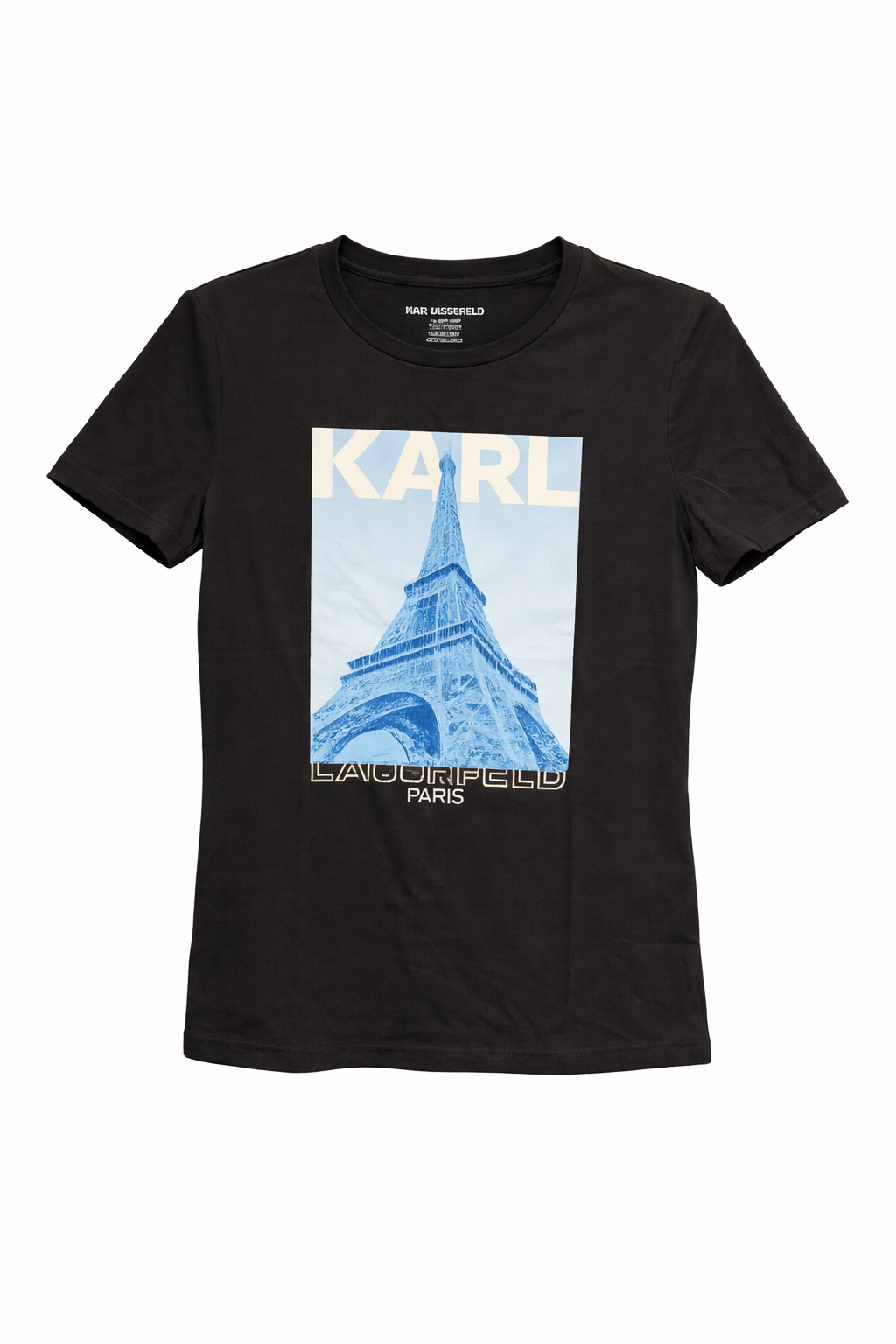 OBS441 Karl lagerfiled 黑色巴黎鐵塔短袖圓領TEE