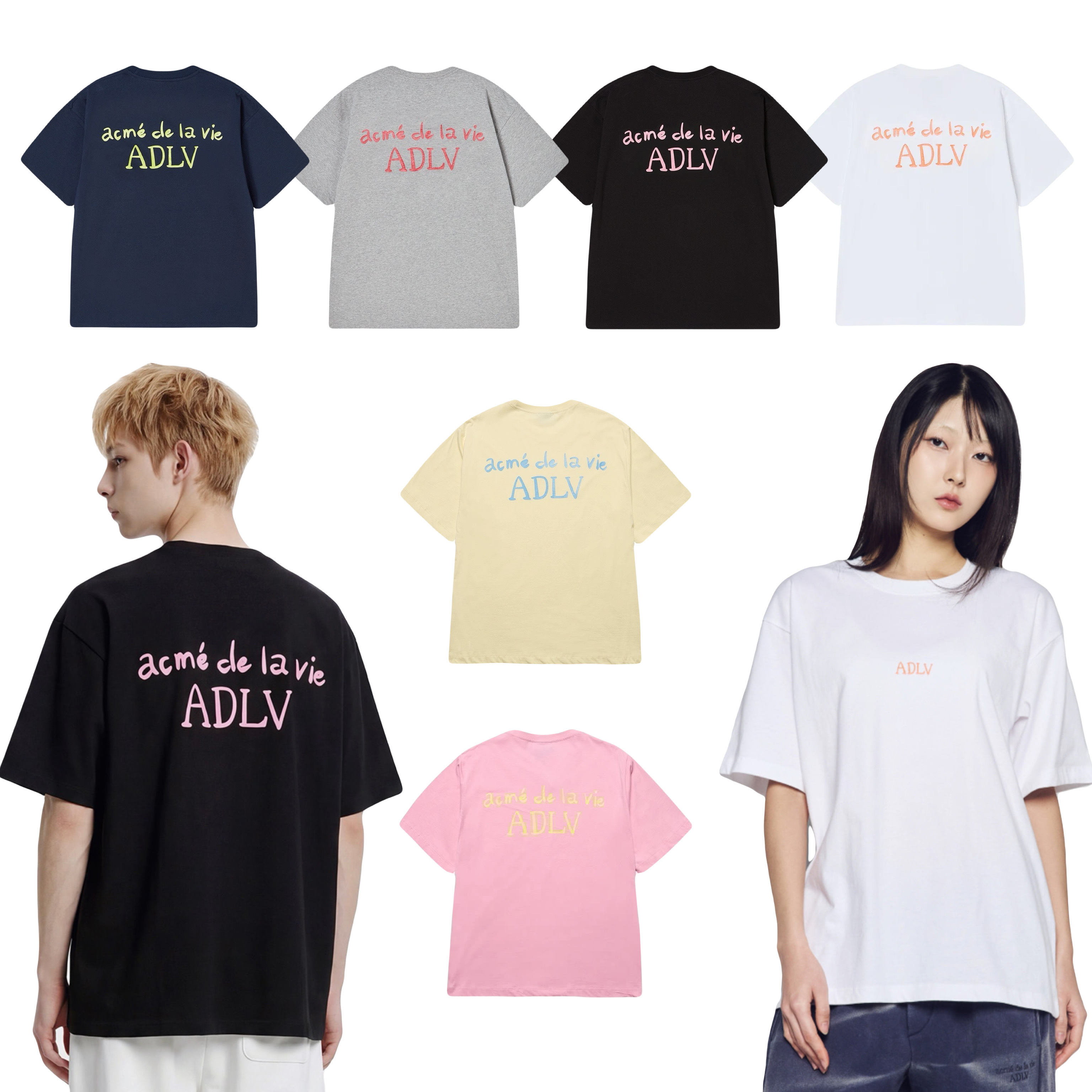 【1】ADLV CURSIVE LOGO SHORT SLEEVE T-SHIRT (4個尺碼 / 6色選擇)