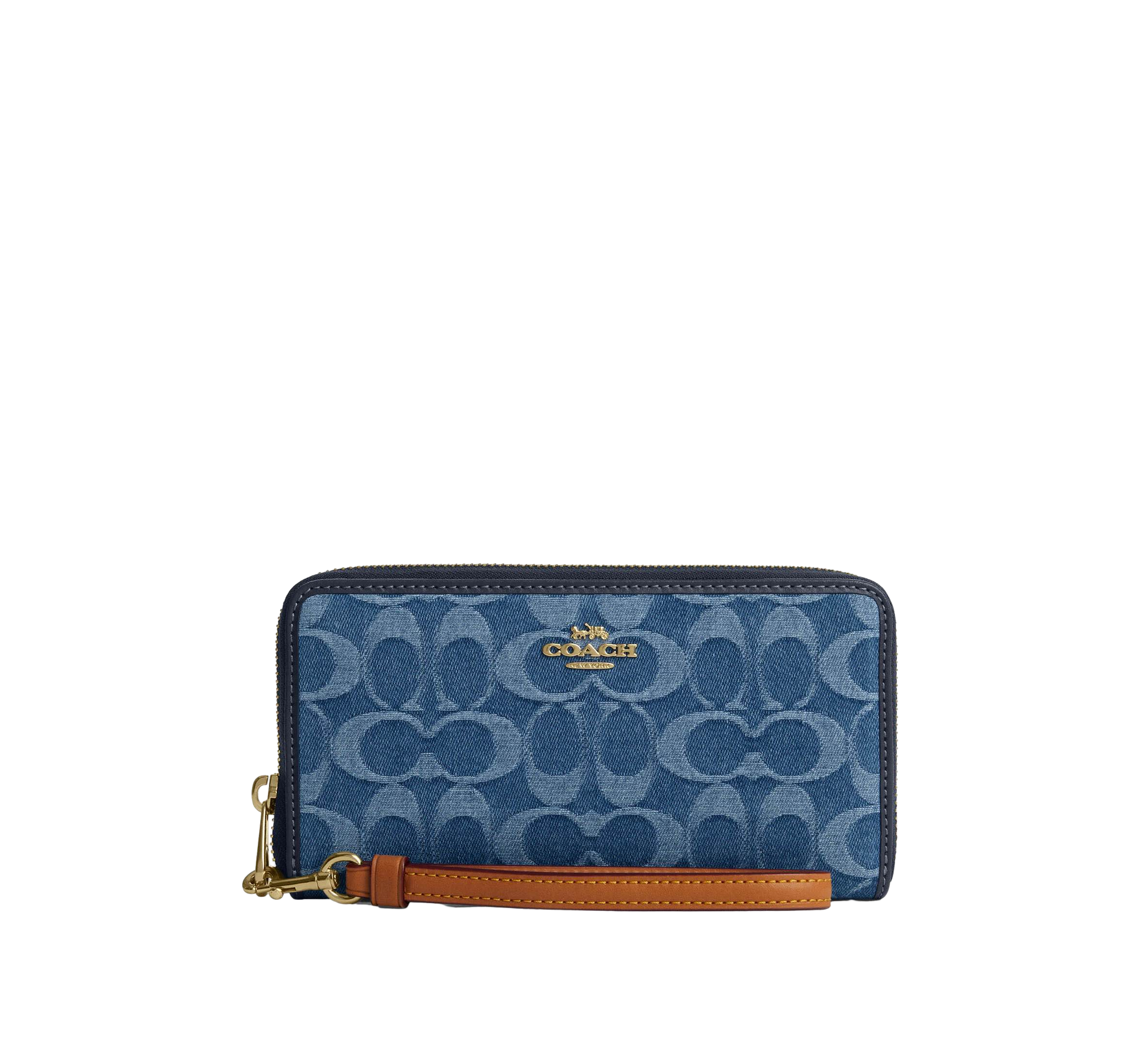 【Coach Outlet】Long Zip Around Wallet In Signature Denim  丹寧