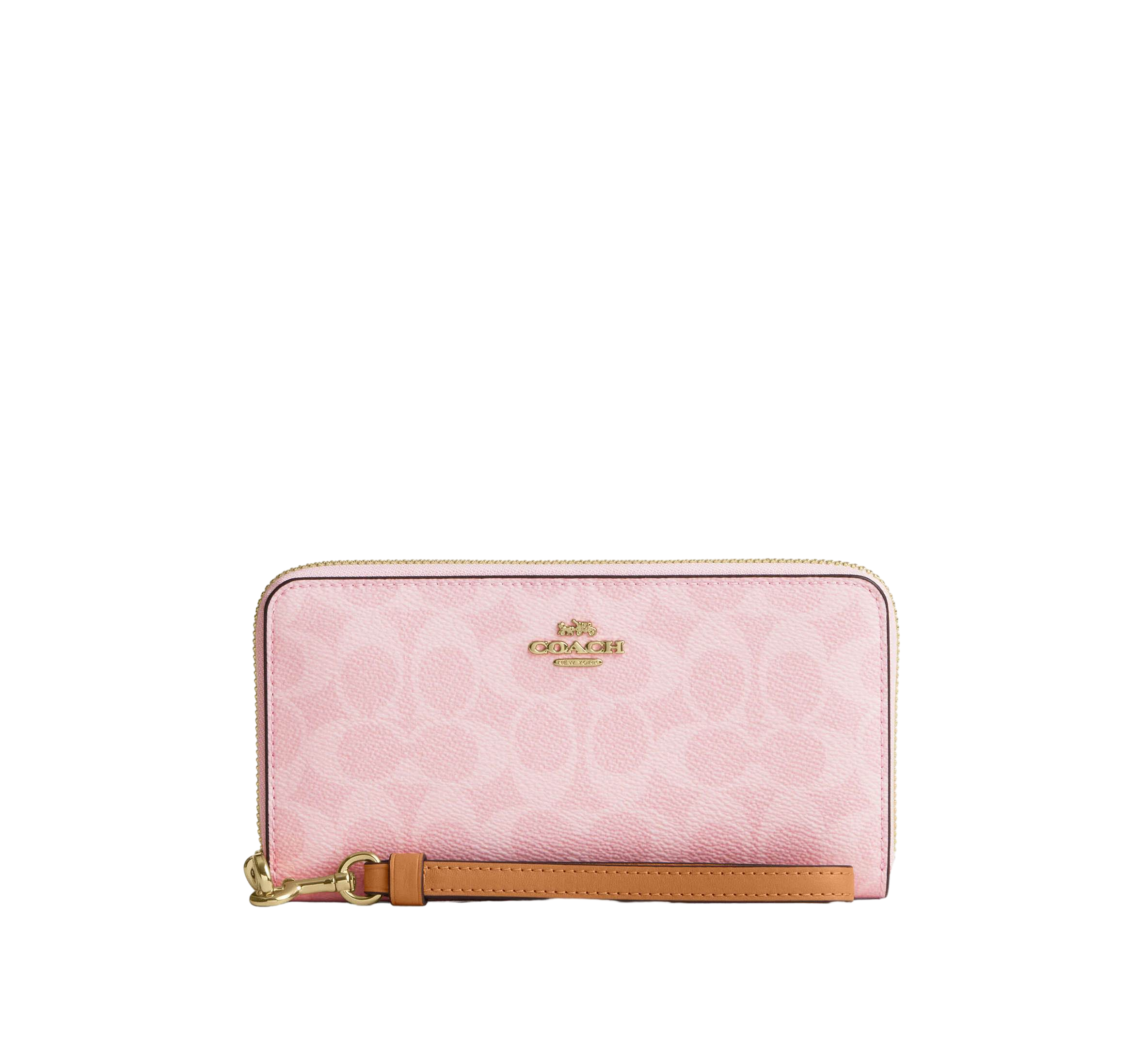 【Coach Outlet】Long Zip Around Wallet In Signature Canvas  粉