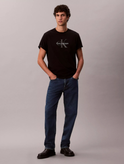[USW] CALVIN KLEIN BLACK MEN'S MONOLOGO TEE, UZZ164 (UZZ164)