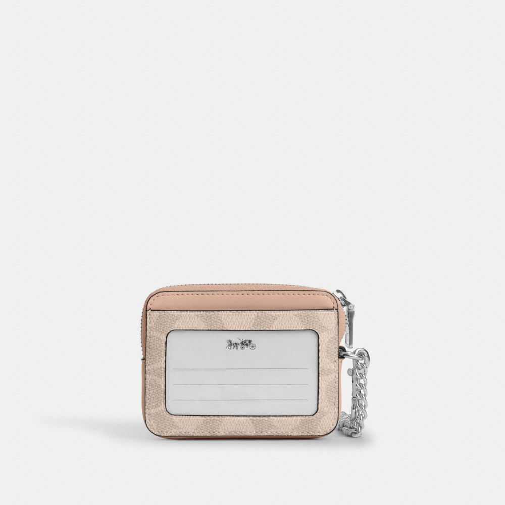 【Coach Outlet】Zip Card Case In Signature Canvas  奶茶
