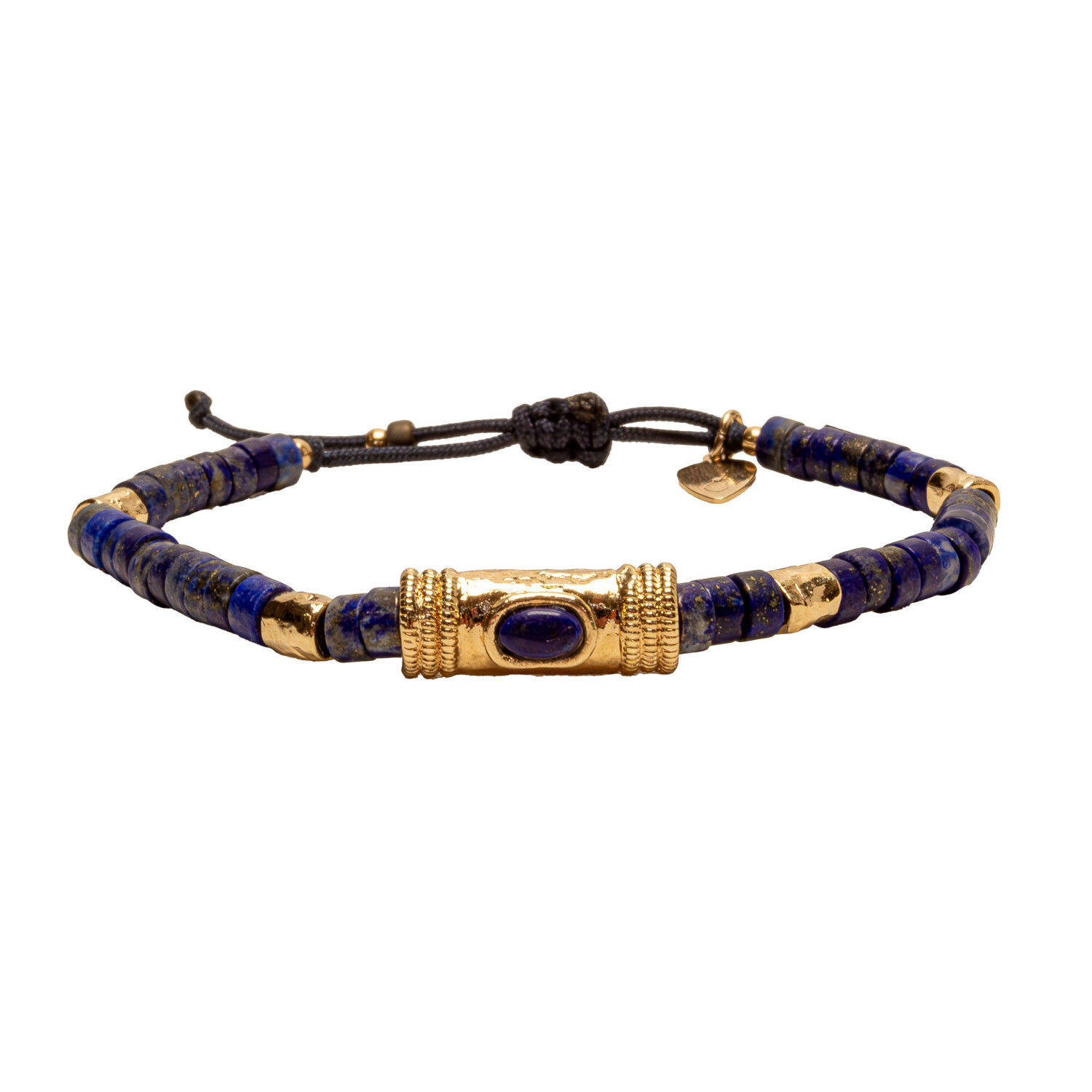 1SS0418-009 [SING A SONG]  BANG BANG Bracelet Cordon Douille Martelée Et Pierres Naturelles Pour Femme #LAPIS (EU)