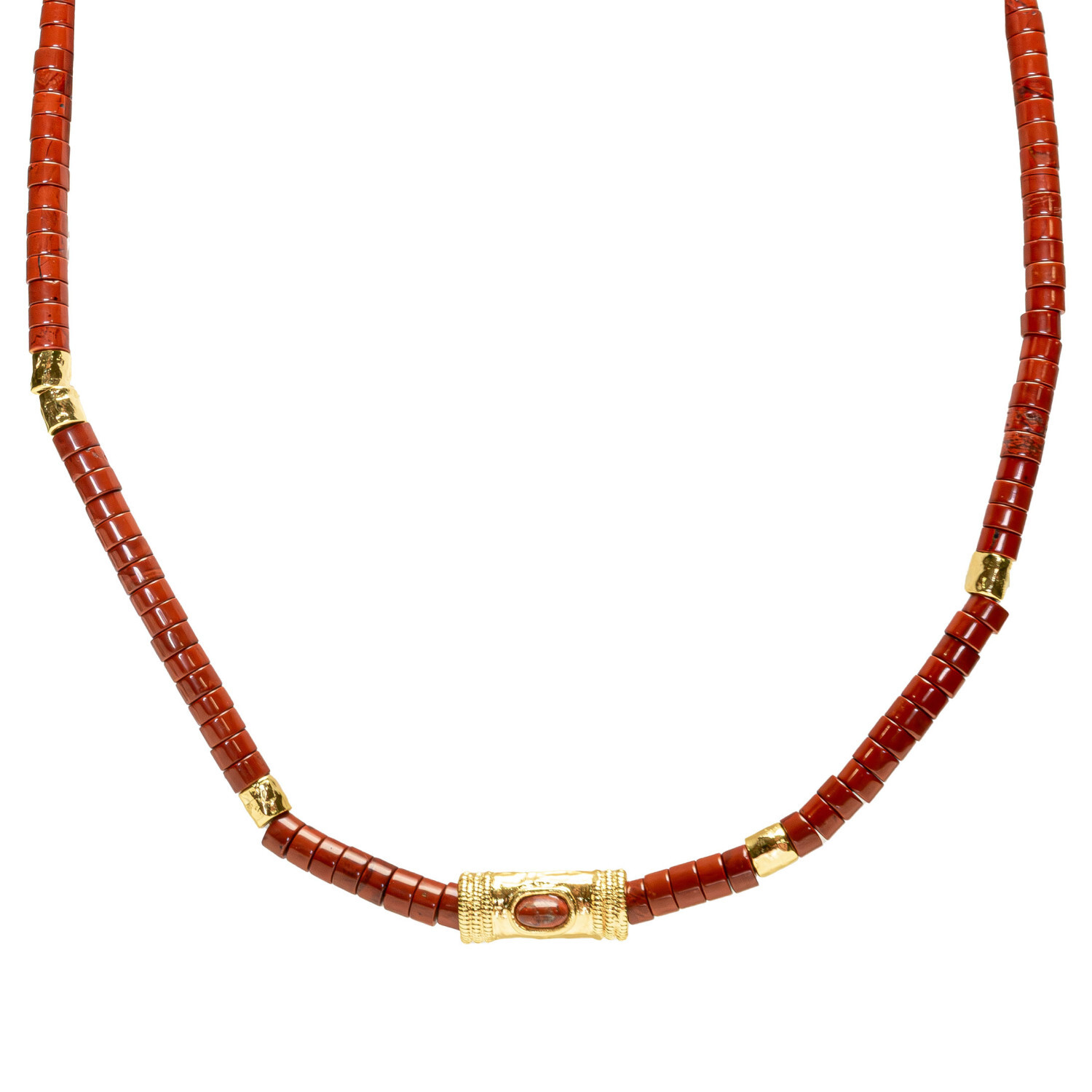 1SS0418-045 [SING A SONG]  BANG BANG Collier Cordon Douille Martelée Et Pierres Naturelles Pour Femme #JASPEROUGE (EU)