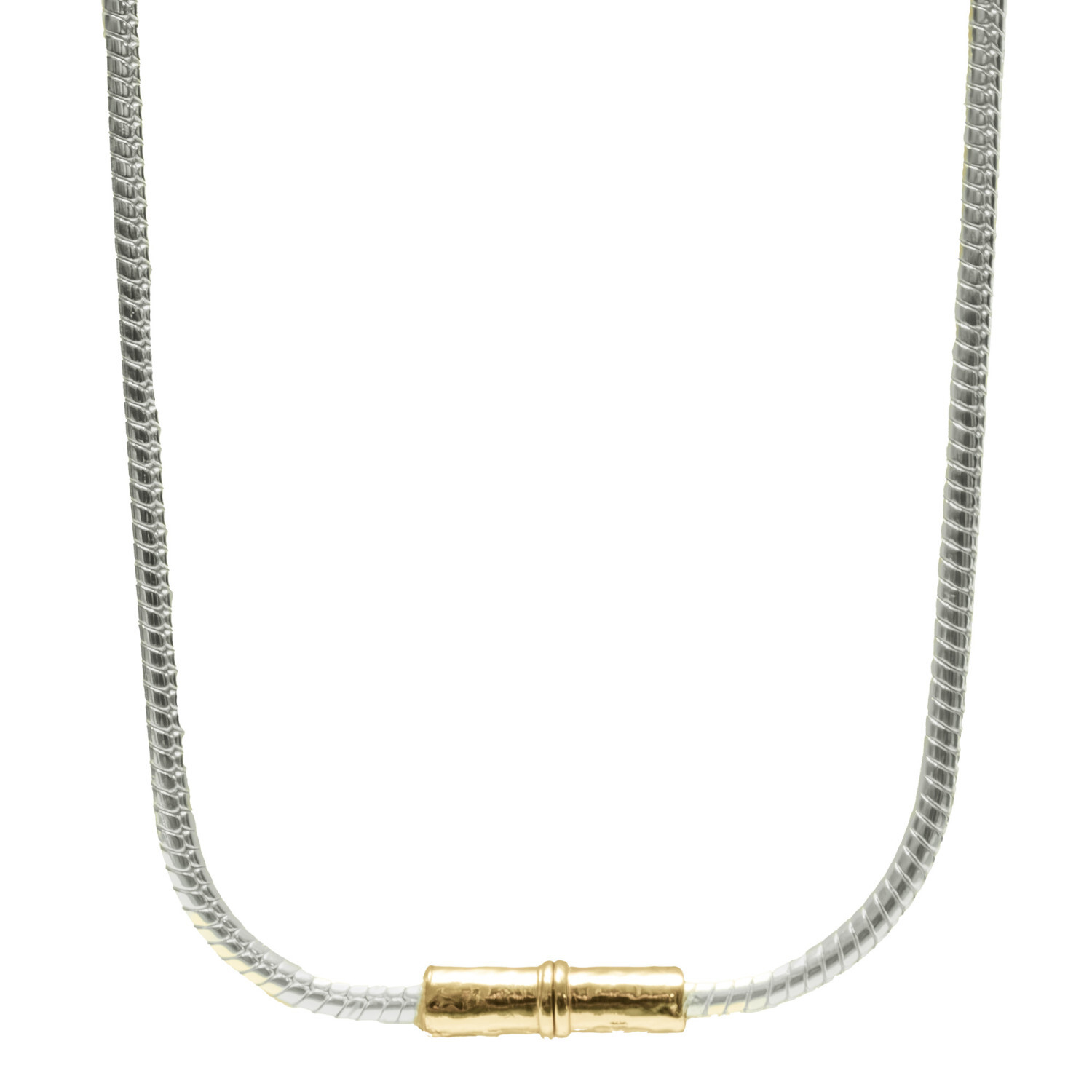 1SS0418-051 [SING A SONG]  BANG BANG Collier Chaîne Serpent Douille Martelée #ArgentéetDoré (EU)