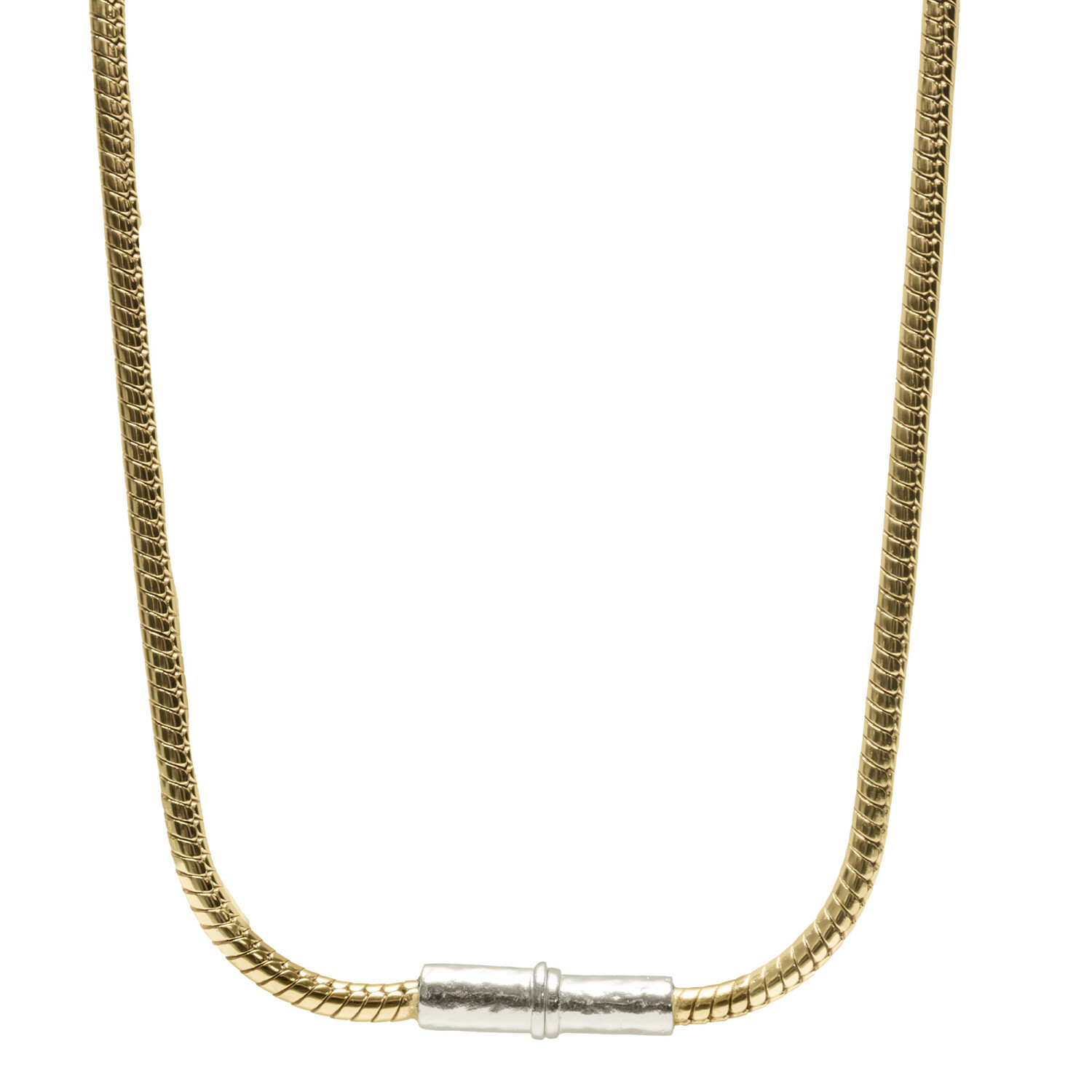 1SS0418-053 [SING A SONG]  BANG BANG Collier Chaîne Serpent Douille Martelée #DoréetArgenté (EU)