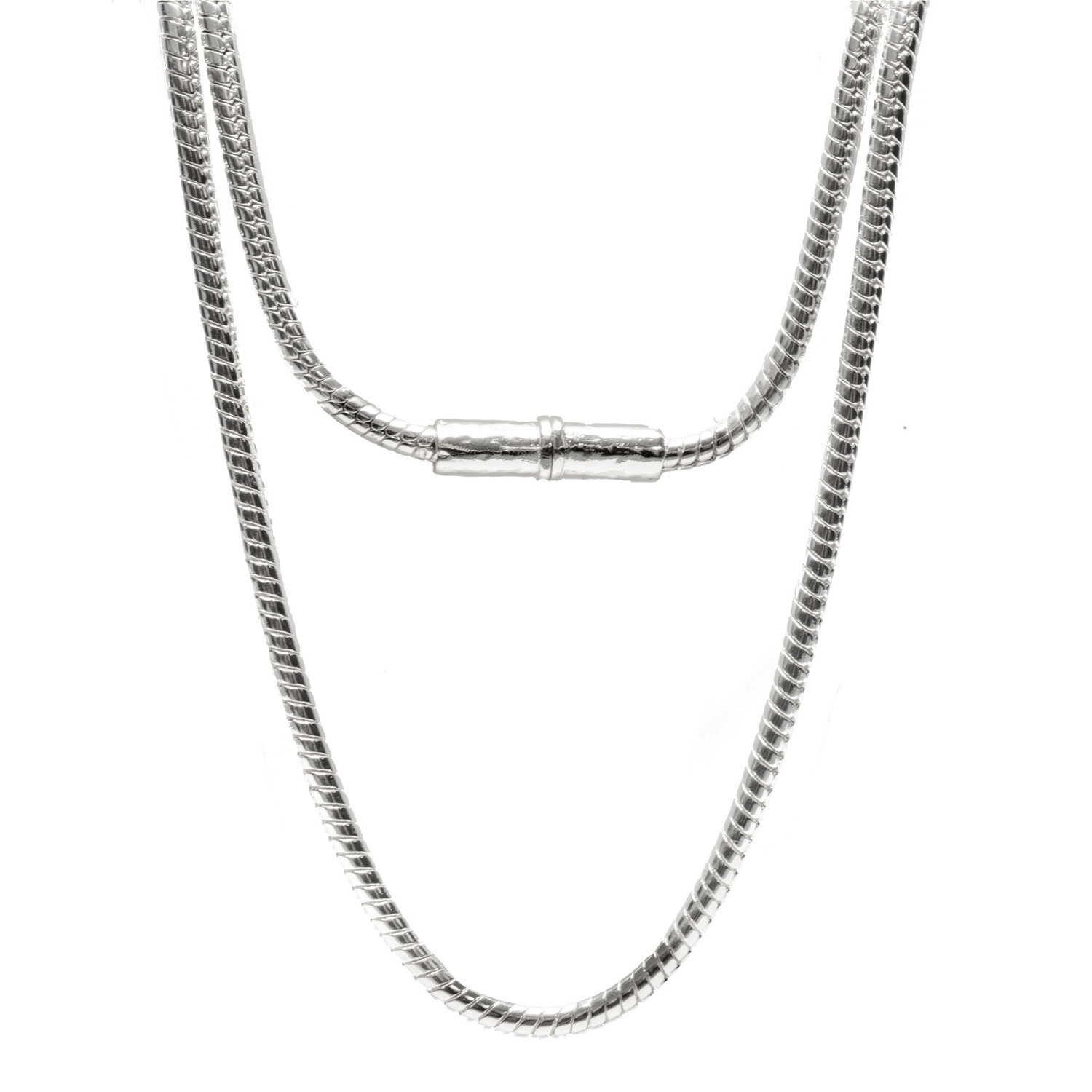 1SS0418-062 [SING A SONG]  BANG BANG Sautoir Chaîne Serpent Douille Martelée #Argenté (EU)