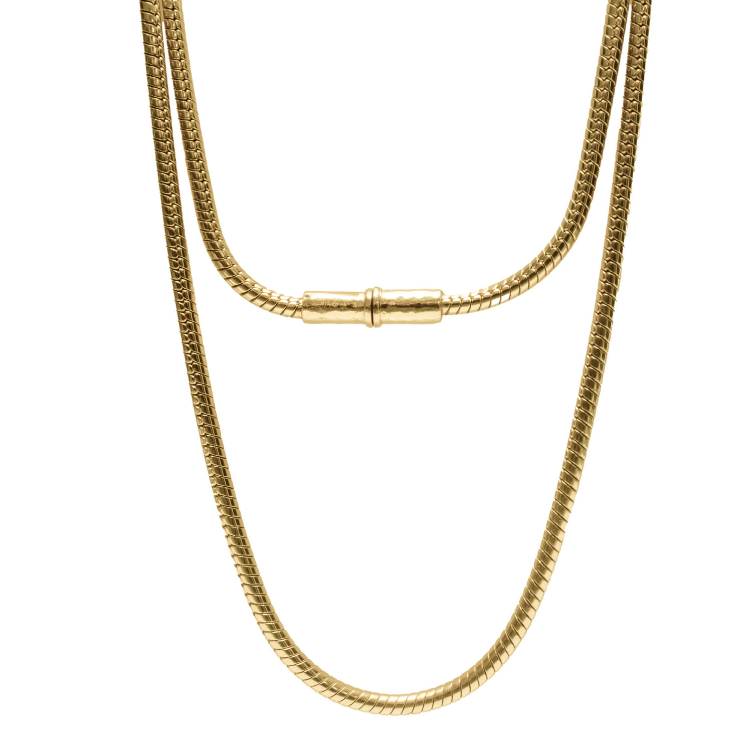 1SS0418-064 [SING A SONG]  BANG BANG Sautoir Chaîne Serpent Douille Martelée #Doréjaune (EU)