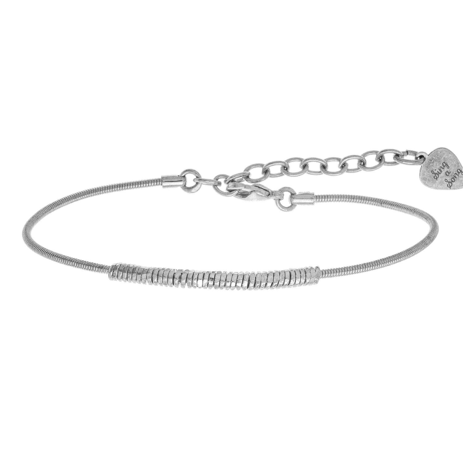 1SS0418-076 [SING A SONG]  EMBALLE-MOI ( "WRAP ME UP") Bracelet En Corde De Basse Emballée #Argenté (EU)