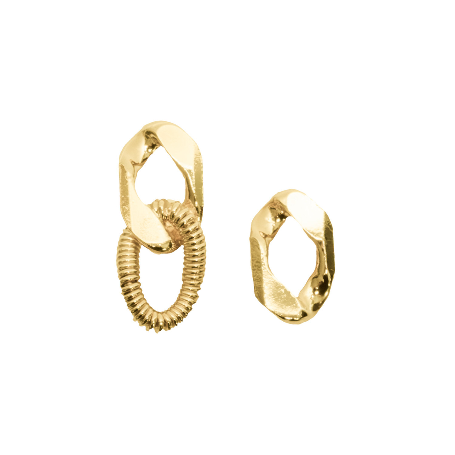 1SS0418-071 [SING A SONG]  ATELIER ( "WORKSHOP") Boucles D'Oreilles Asymétriques Gourmette #Doréjaune (EU)