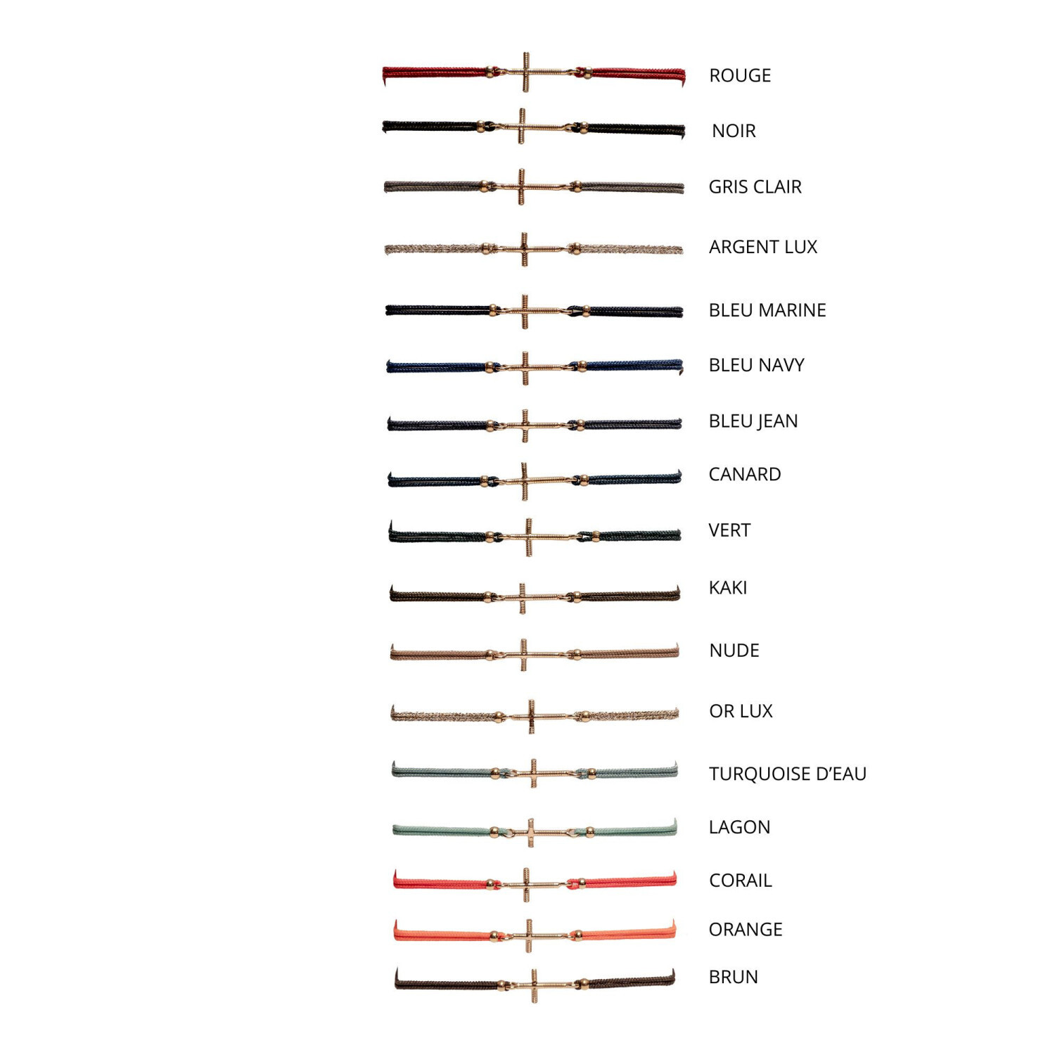 1SS0418-096 [SING A SONG]  HOOK, EYES & CROIX Bracelet Croix En Corde De Guitare Sur Cordon #Kaki (EU)