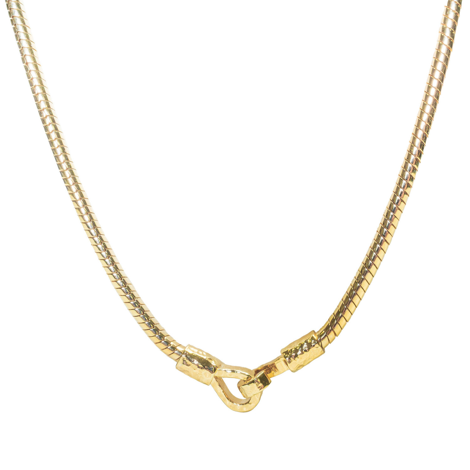 1SS0418-130 [SING A SONG]  HOOK, EYES & CROIX Collier Chaîne Serpent Hook Martelé Pour Femme #Doréjaune (EU)